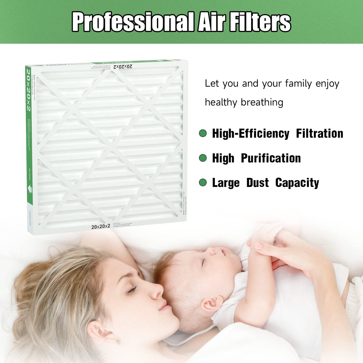 TRIGHTFILTERS 14x20x1 Air Filter 4 Pack, MERV 8 Filter Replacement