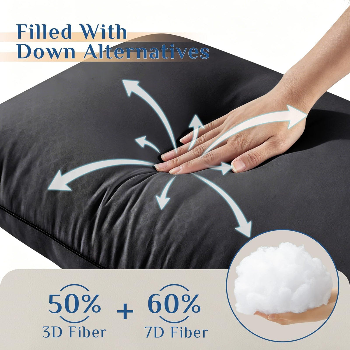 JOLLYVOGUE Firm King Size Pillows Set of 4, Cooling Supportive Bed Pillows with Oeko-Tex Certified Soft Down Alternative Fill, Luxury Hotel Quality for Back, Stomach and Side Sleepers