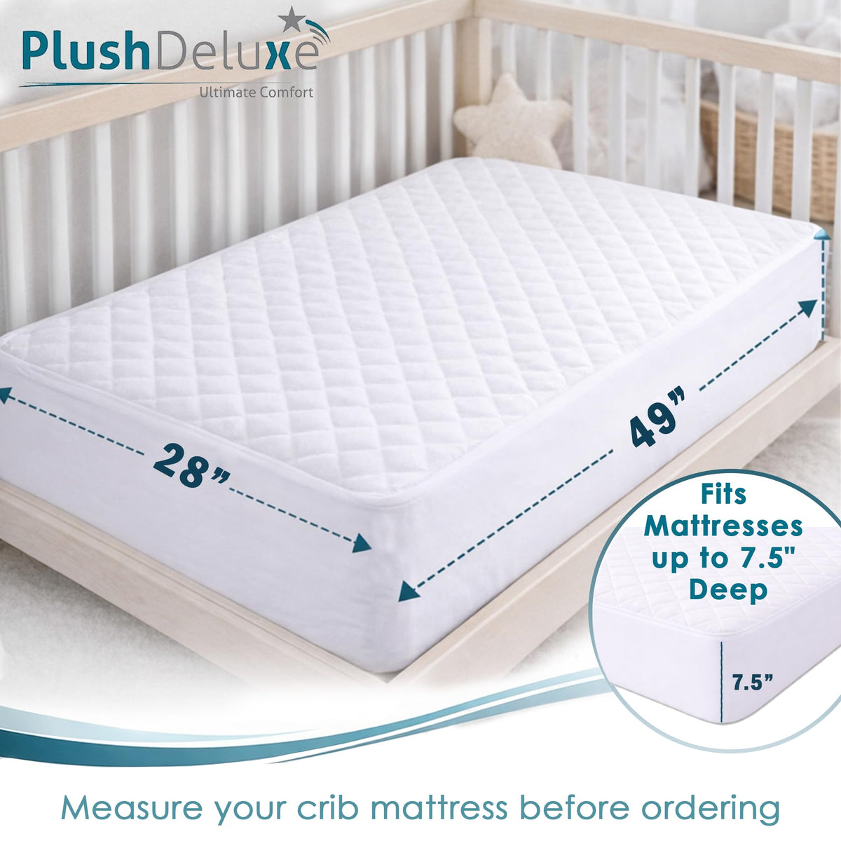 PlushDeluxe Bamboo Waterproof Mattress Protector, King Size, Ultra Soft