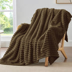 BEDELITE Ribbed Full Size Blanket for Bed, Olive Green, 84"x90"