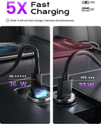 LISEN Car Charger USB C, 69W Cigarette Lighter USB Charger Adapter, 2 Pack
