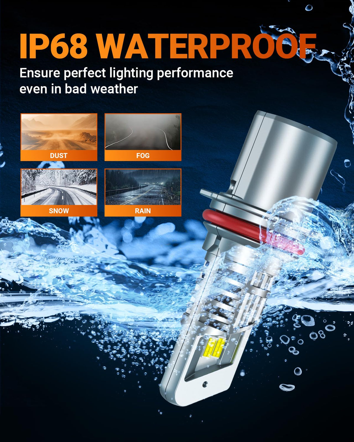 SEALIGHT 9005 H11 LED Bulbs Combo, 100000LM 10X Super Bright 6500K White, HB3 H8/H9/H16 Fog, 1:1 Real Size Plug-N-Play Pack of 4