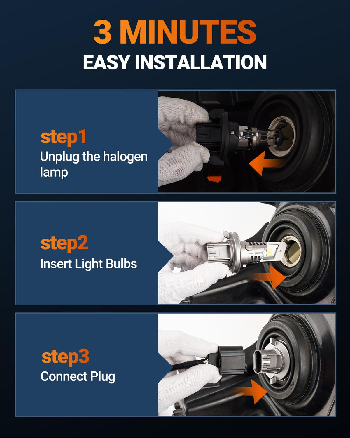 SEALIGHT 9005 H11 LED Bulbs Combo, 100000LM 10X Super Bright 6500K White, HB3 H8/H9/H16 Fog, 1:1 Real Size Plug-N-Play Pack of 4