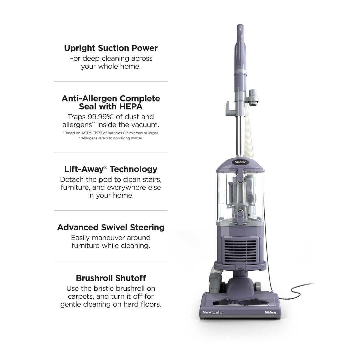 Shark Navigator Lift-Away Vacuum, HEPA, Carpet and Pet Hair, Blue, NV360