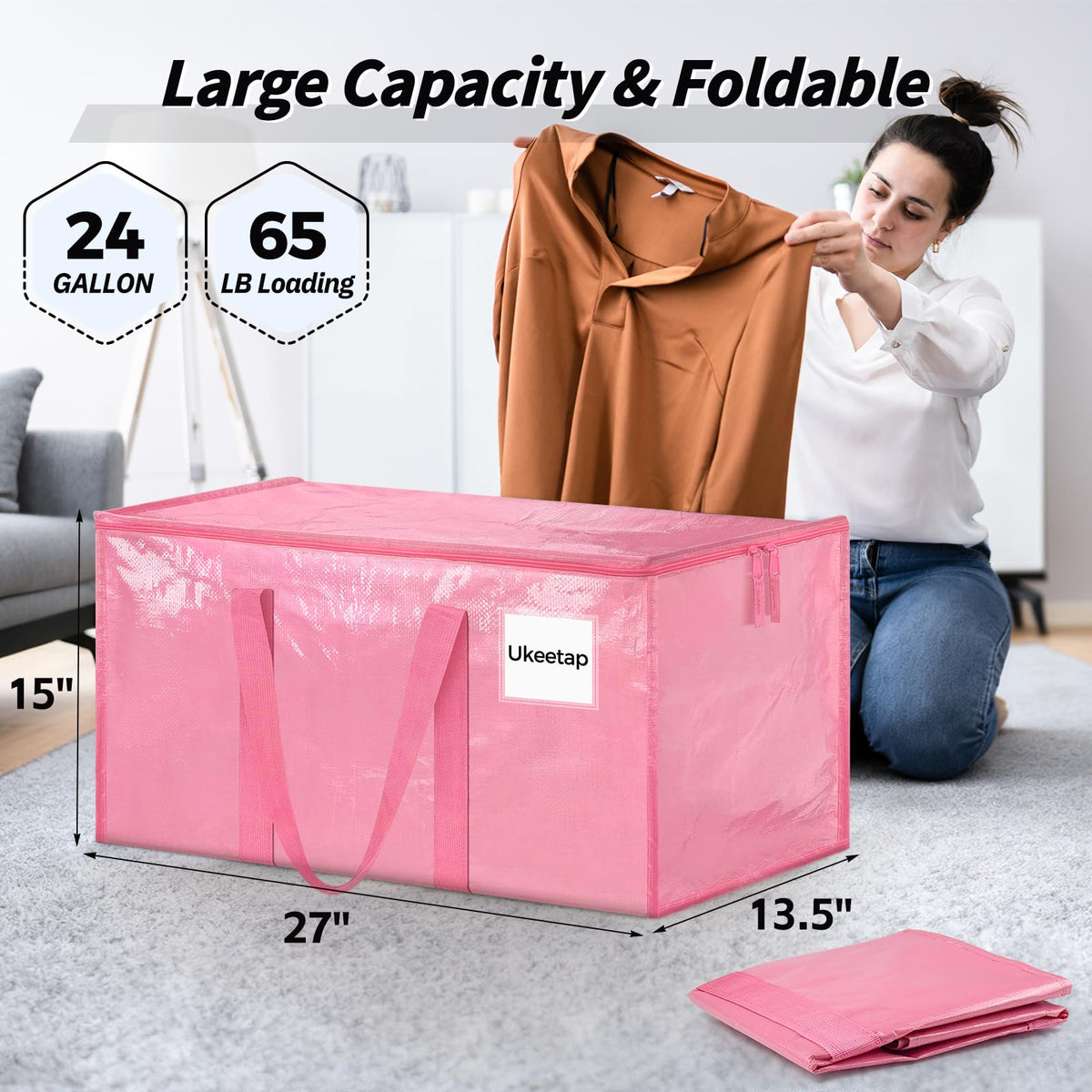 ukeetap 8 Pack Extra Large Clothes Storage Bins with Lids, Clear