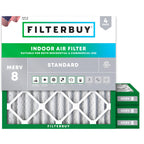 Filterbuy 20x20x1 Air Filter MERV 8 Dust & Allergy Defense (4-Pack)