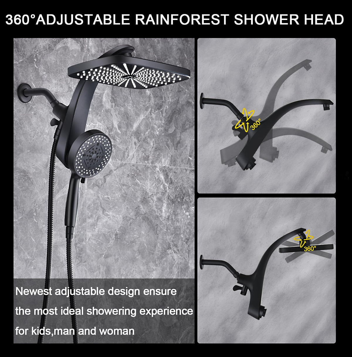 Rain Shower Head with Handheld Showerhead, Chrome 1.8GPM 460311