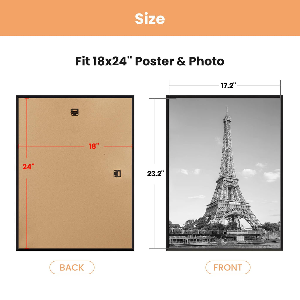 upsimples 12x16 Poster Frame, Easy Slide-In Assembly, White, 3 Pack