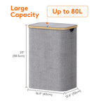 Lifewit 105L Large Laundry Basket with Lid, Removable Bags, Beige