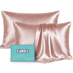 Gabire Mulberry Silk Pillowcases Set of 2, Both Sides Real Silk Pillowcase for Hair and Skin Prevent Acne Pillowcase Organic Silk Pillow case 2 Pack with Hidden Zipper, Navy Blue, Standard (20"×26")
