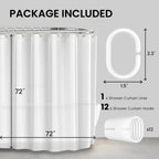 LiBa Shower Curtain PEVA 8G, 72x72 Inch Waterproof Clear
