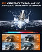 SEALIGHT 9005 H11 LED Bulbs Combo, 100000LM 10X Super Bright 6500K White, HB3 H8/H9/H16 Fog, 1:1 Real Size Plug-N-Play Pack of 4