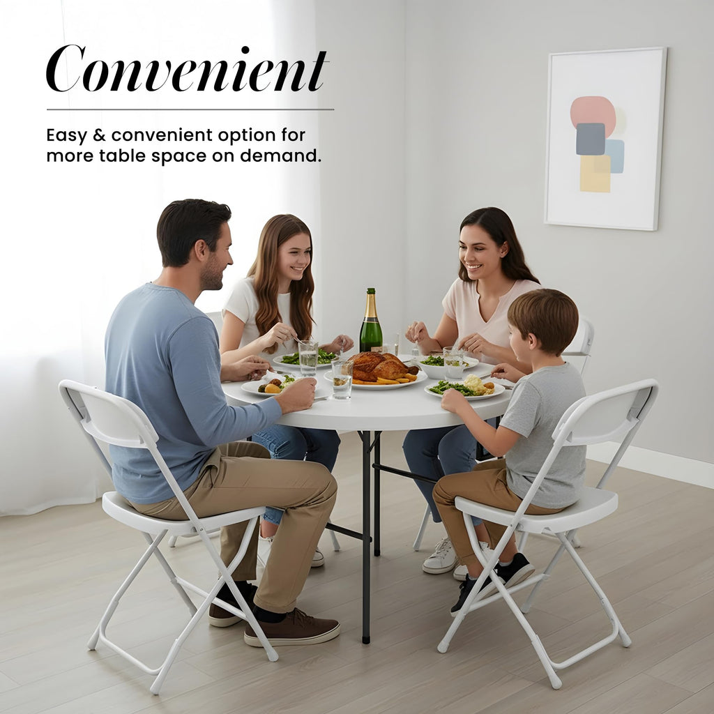 10 PACK of 8 Feet Foldable Table with Built in Handle & Steel Legs | 8 FT Heavy Duty Portable | Perfect for Party, Dining, Wedding, Events, Picnic Indoor, Outdoor, Camping, Temporary - 8 Foot