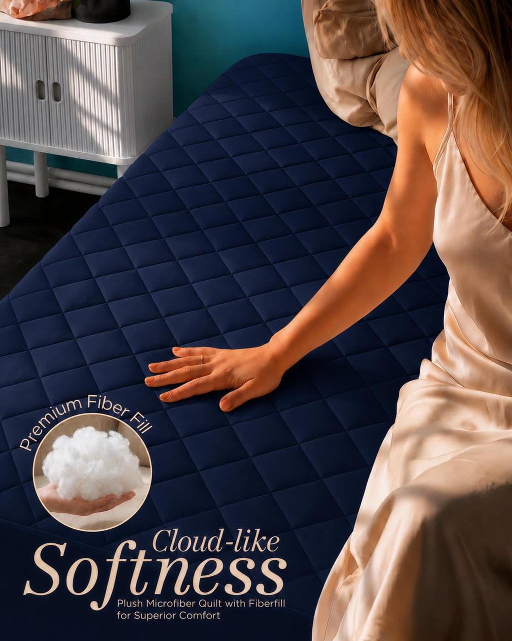 Twin Mattress Pad, Quilted Mattress Protector Topper fits 16" Deep Pocket