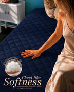 Twin Mattress Pad, Quilted Mattress Protector Topper fits 16" Deep Pocket