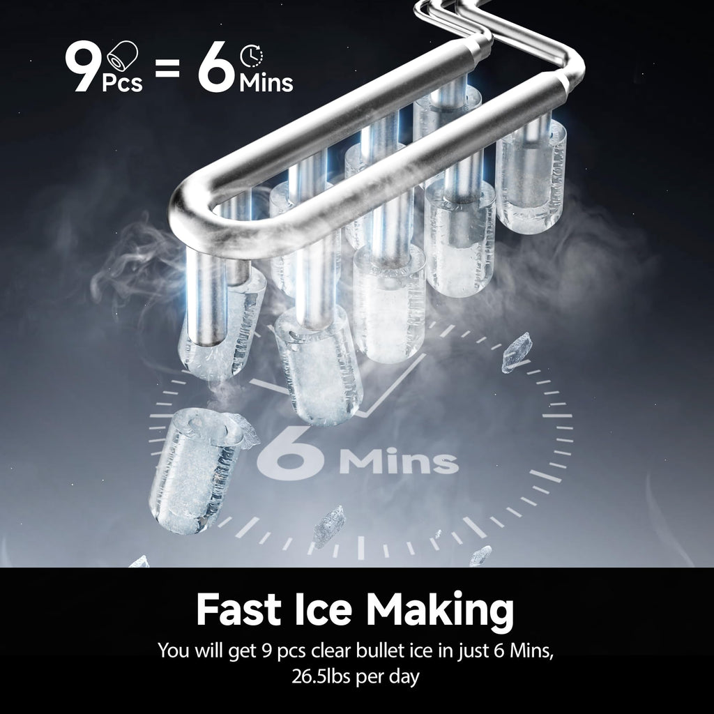 EUHOMY Smart Nugget Ice Maker Countertop, Pebble Ice Maker Machine with APP/Alexa Control, 40lbs/24H, Ready in 7 Mins, Self-Cleaning, Portable Sonic Ice Makers with Hanging Ice Scoop for Home/Office