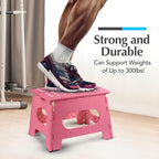 Handy Laundry Folding Step Stool 9 Inch, Pink, Non-Slip Holds 300 lbs