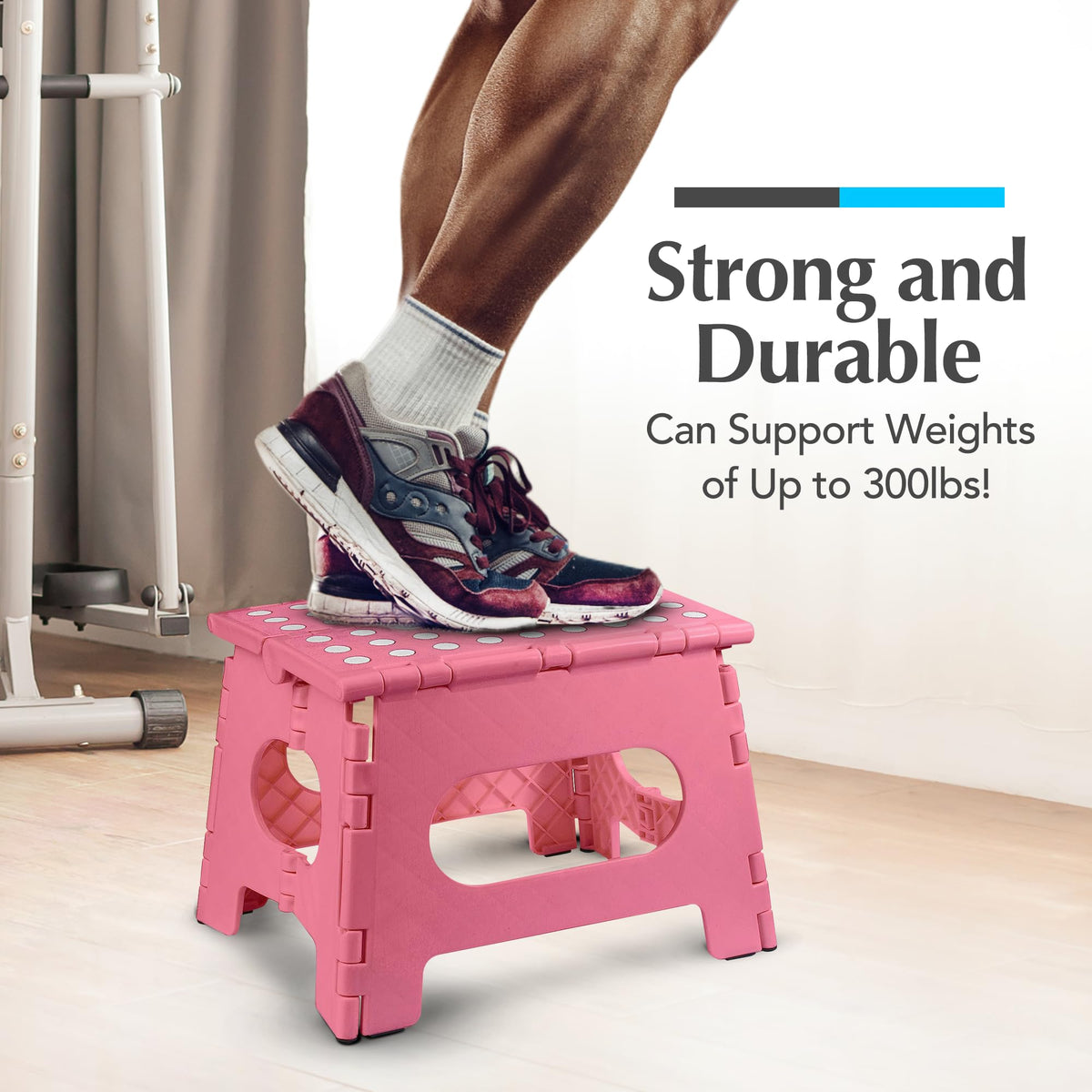 Handy Laundry Folding Step Stool 9 Inch, Pink, Non-Slip Holds 300 lbs