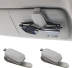 Yuoyar Magnetic Leather Sunglasses Holder for Car, 2 Packs (Silver Grey)