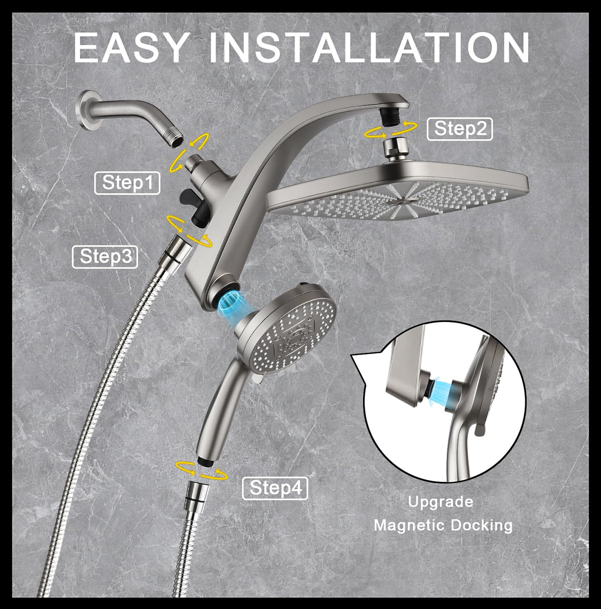 Rain Shower Head with Handheld Showerhead, Chrome 1.8GPM 460311