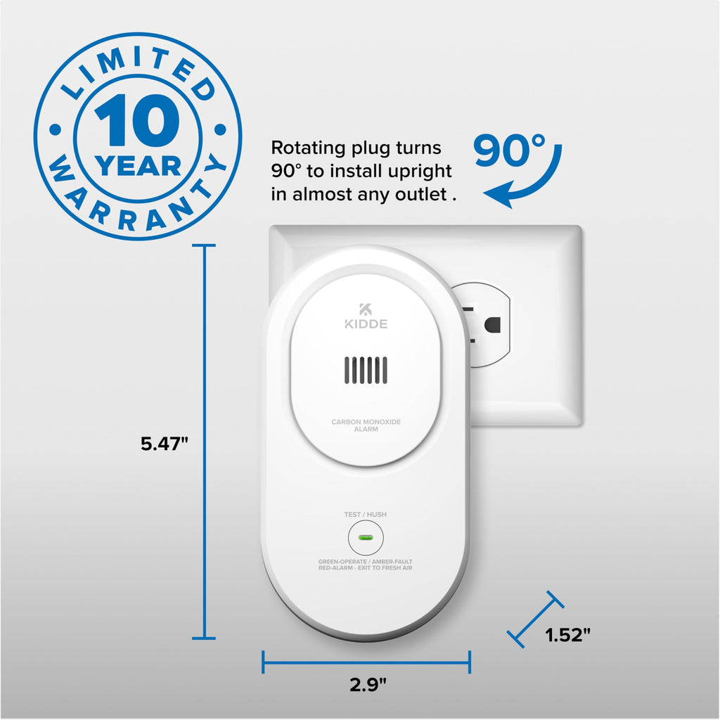 Kidde Carbon Monoxide Detector, Plug-in Carbon Monoxide Detector with AA Battery Backup, 85 dB Alarm, LED Status Light Indicators, 3rd Edition