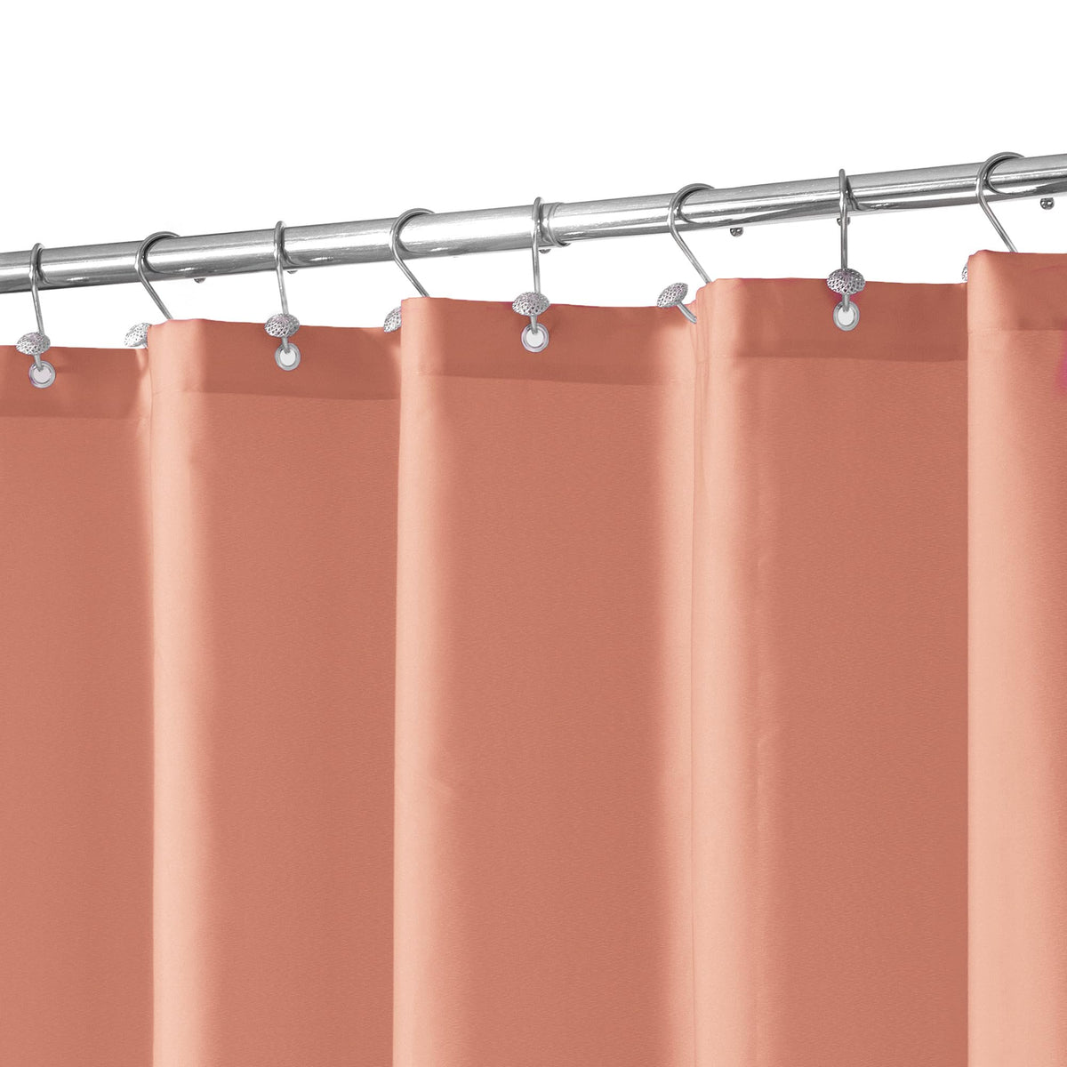 N&Y HOME Fabric Shower Curtain or Liner with Magnets, Coral