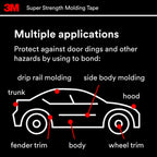 3M Super-Strength Molding Tape, 1/2 in x 15 ft, Double-Sided Adhesive, Permanently Attaches Side Moldings, Trim and Emblems to Interior and Exterior of Vehicles (03614), Gray