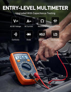 AstroAI Digital Multimeter Tester with Capacitance, 2000 Counts DC AC Voltmeter and Ohm Volt Amp Meter; Measures Voltage, Current, Resistance, Capacitance, Continuity and Diode, Orange