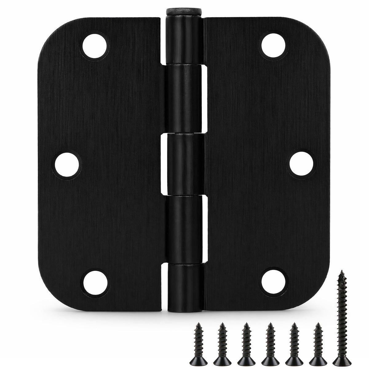 TDCHINGES Rounded Matte Black Door Hinges 3.5 Inch 5/8" Radius Flat 30 Pack