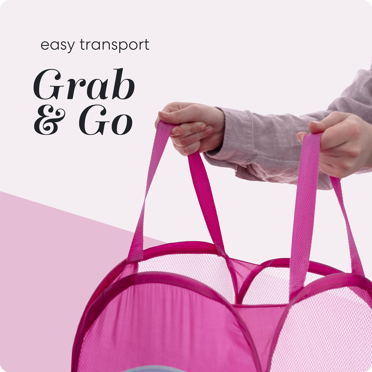 Handy Laundry Collapsible Mesh Pop-Up Hamper with Side Pocket