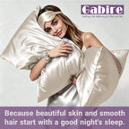 Gabire Mulberry Silk Pillowcases Set of 2, Both Sides Real Silk Pillowcase for Hair and Skin Prevent Acne Pillowcase Organic Silk Pillow case 2 Pack with Hidden Zipper, Navy Blue, Standard (20"×26")