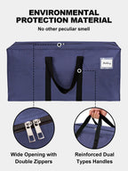 HOMESURE Supports 200lbs Heavy Duty Moving Bags - Strong Zipper & Wrap-Around Handles - Water-Resistant Storage Totes, Durable Alternative to Moving Boxes - 4 Pack - Semi-Transparent