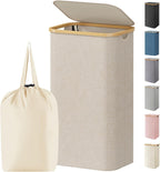 Lifewit 105L Large Laundry Basket with Lid, Removable Bags, Beige