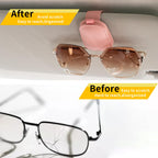 Yuoyar Magnetic Leather Sunglasses Holder for Car, 2 Packs (Silver Grey)
