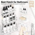 YASONIC Shower Caddy Adhesive, Rustproof Shower Shelves for Inside Shower