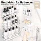 YASONIC Shower Caddy Adhesive, Rustproof Shower Shelves for Inside Shower