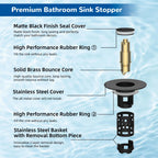 Hibbent Upgraded 3 in 1 Bathroom Sink Drain Strainer, Pop Up Stopper