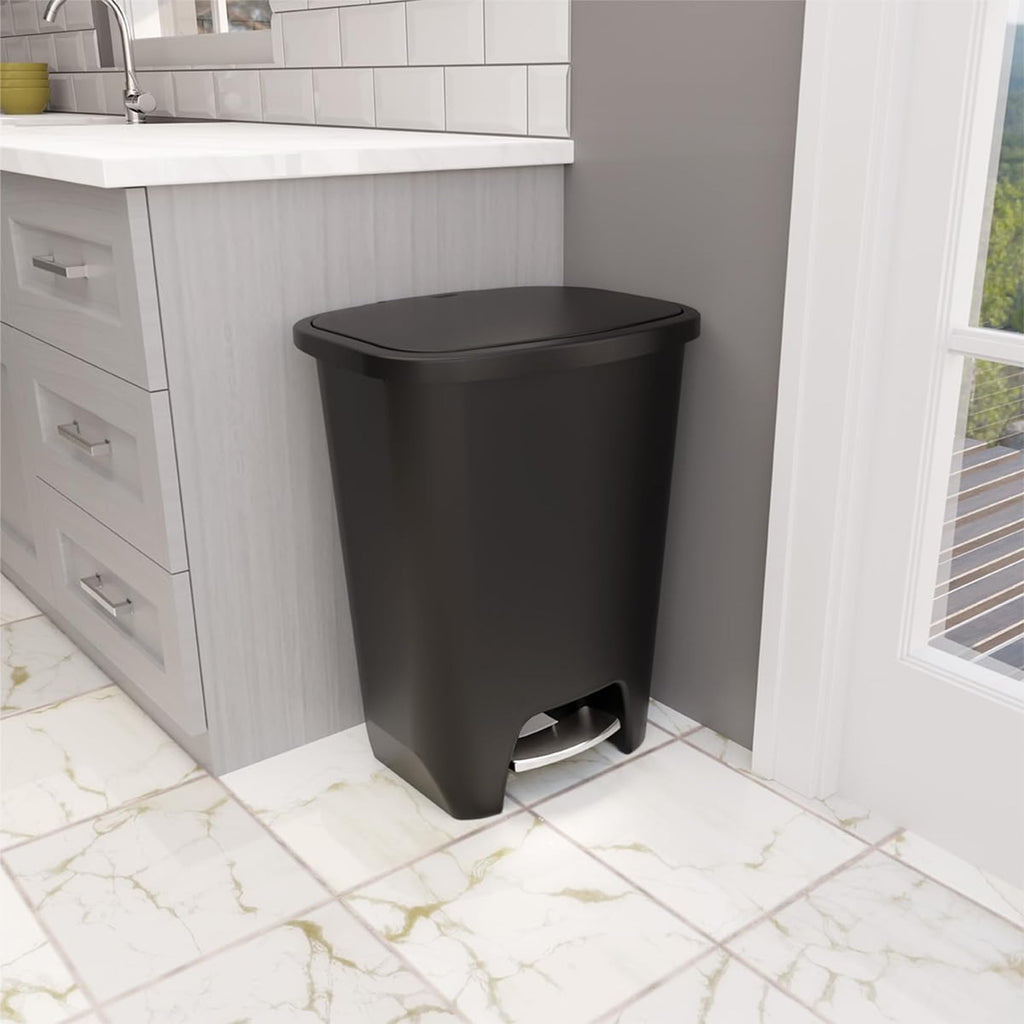 Glad Trash Can with Clorox Odor Protection | Plastic Bin, 13 Gal, Black