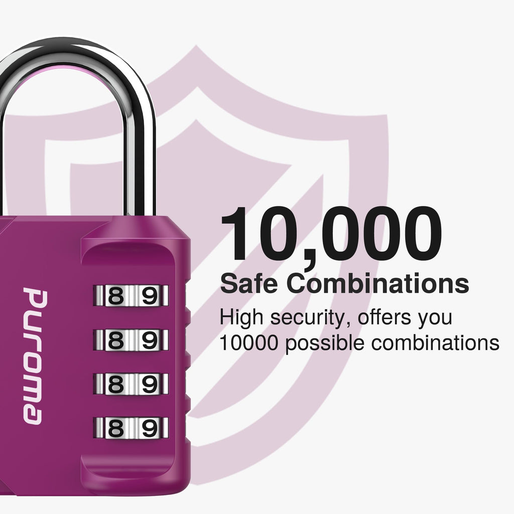 Puroma 2 Pack Combination Lock Locker 4 Digits Combo Padlock Gym Black