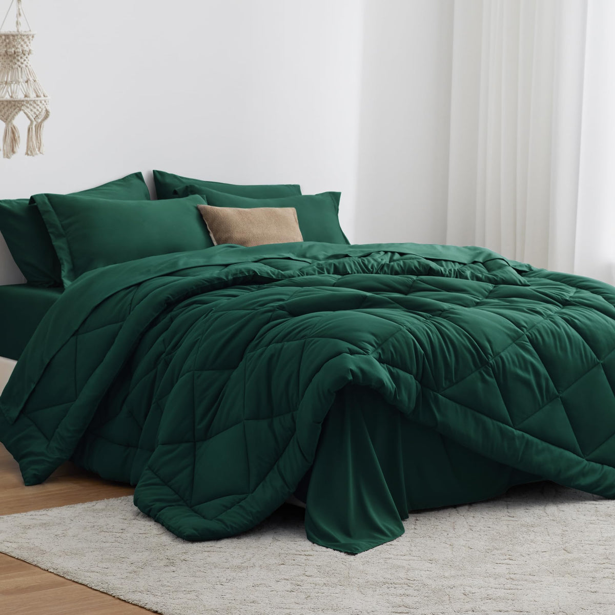 Love's cabin Twin Comforter Set, 5 Pieces Bed in a Bag, Aqua