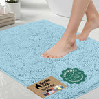 GORILLA GRIP Bath Rug Mat for Bathroom, Absorbent Chenille, 24x17 Gray