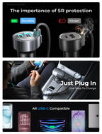 for iPhone 18/17 Pro Max Car Charger USB C Fast Charge with Coiled Cable