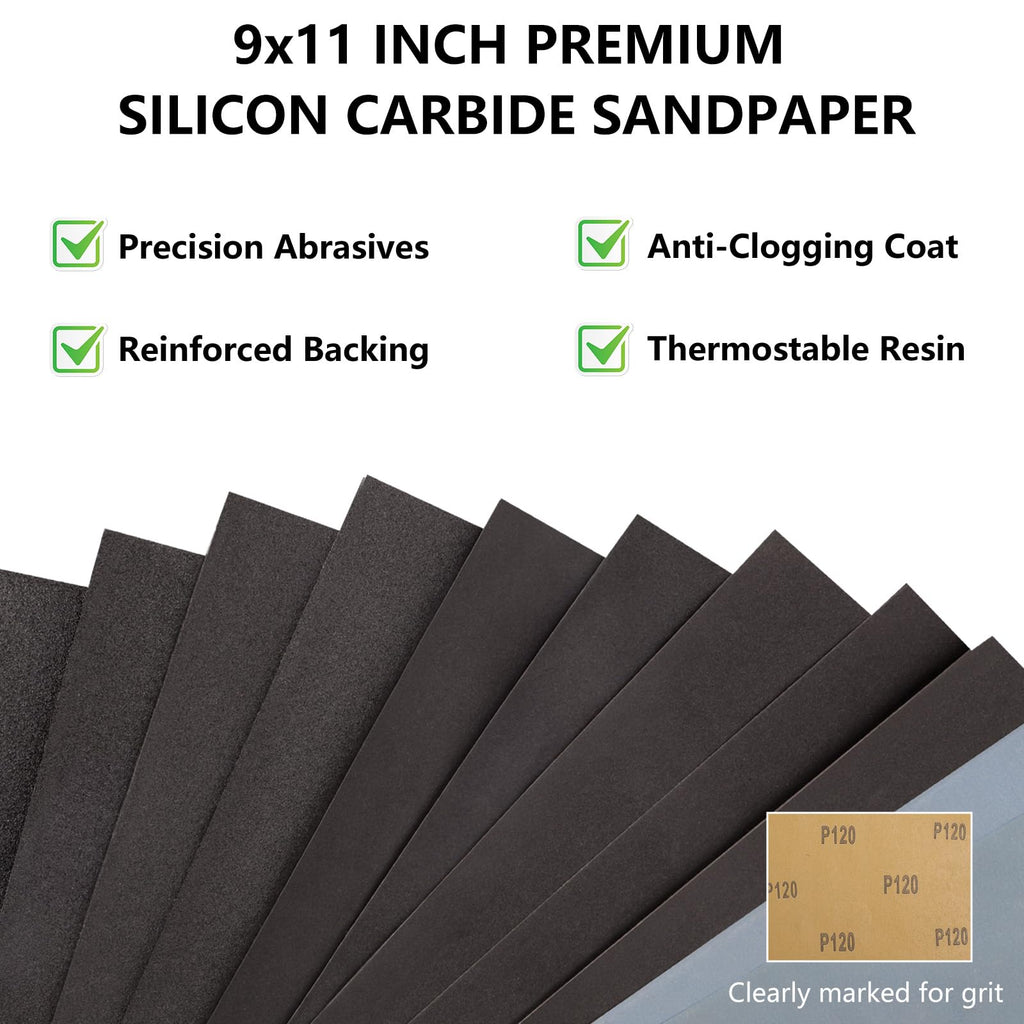 Extra Fine Sandpaper Assortment, Wet Dry Sand Paper 9 x 3.6 Inch