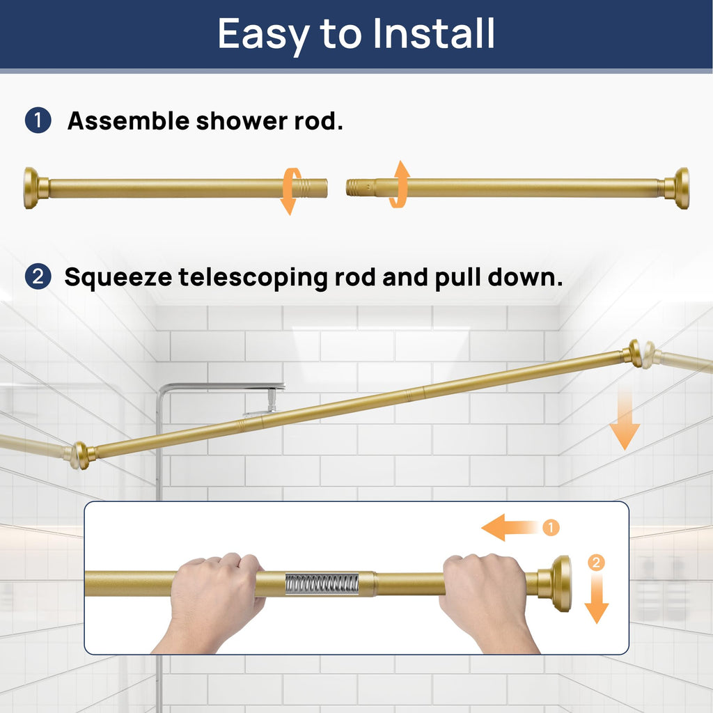 ENJOYBASICS 1" Black Shower Curtain Rod, 30-52" Adjustable, Secure Tension