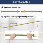 ENJOYBASICS 1" Black Shower Curtain Rod, 30-52" Adjustable, Secure Tension