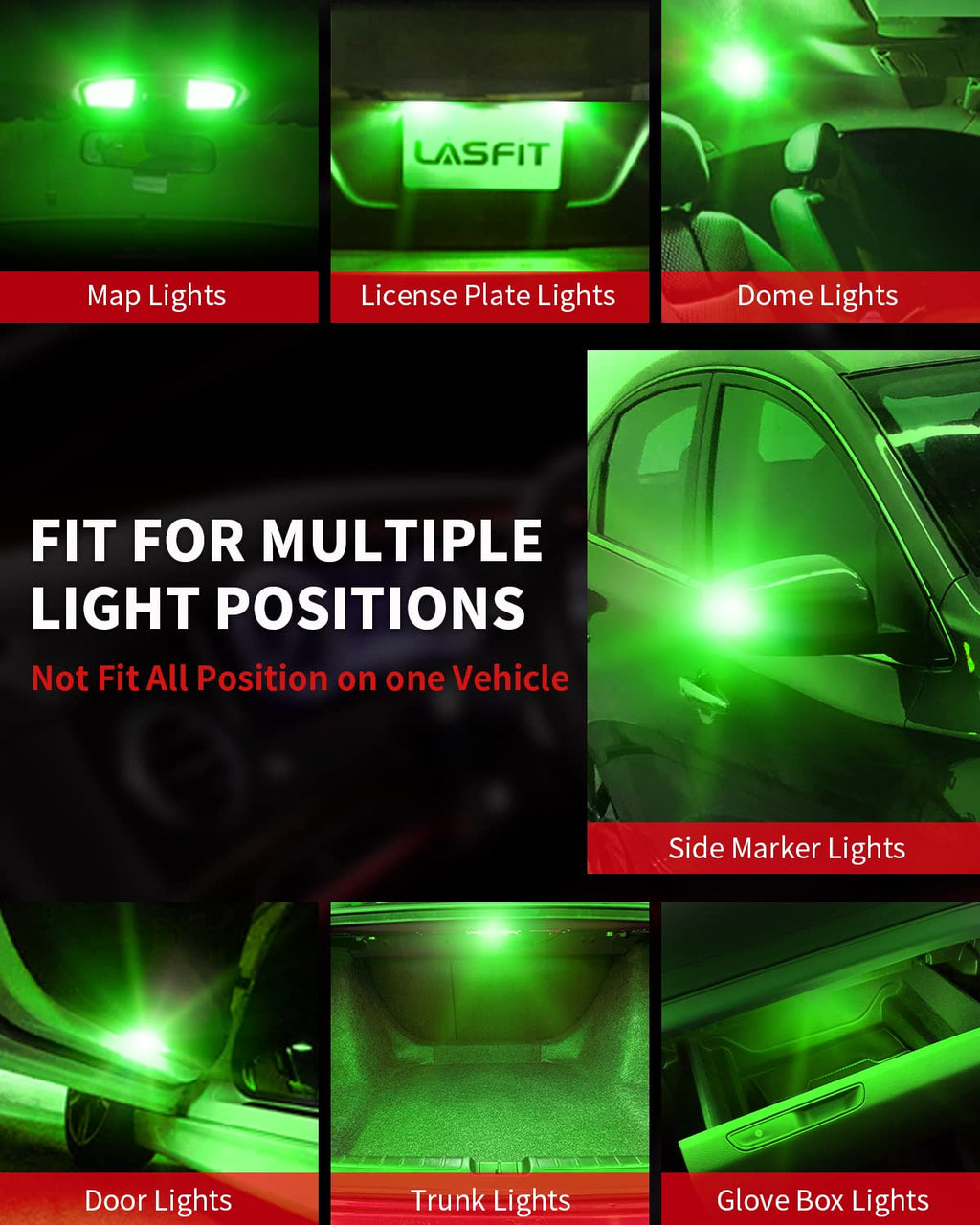 LASFIT 194 LED Bulb T10 168 192 White Bright for License Plate Bulb 2 PCS