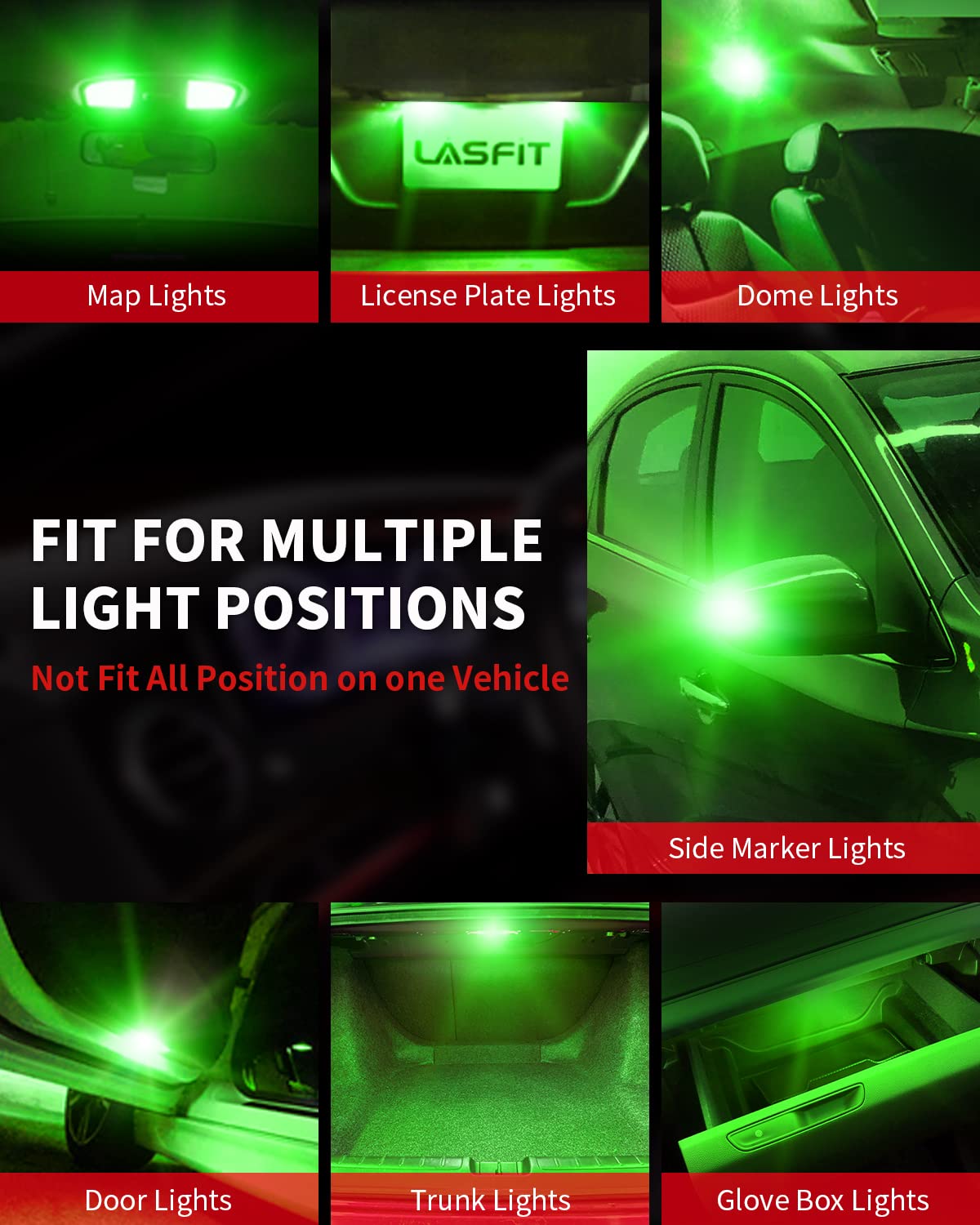 LASFIT 194 LED Bulb T10 168 192 White Bright for License Plate Bulb 2 PCS