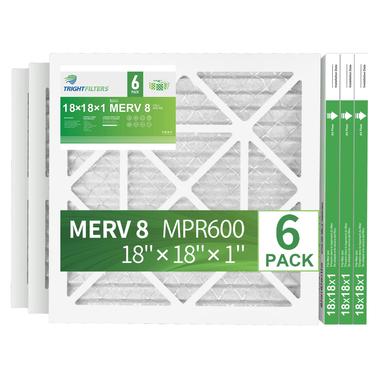 TRIGHTFILTERS 14x20x1 Air Filter 4 Pack, MERV 8 Filter Replacement