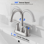 Matte Black Bathroom Faucet, Hurran 4 inch Centerset 2-Handle Lead-Free