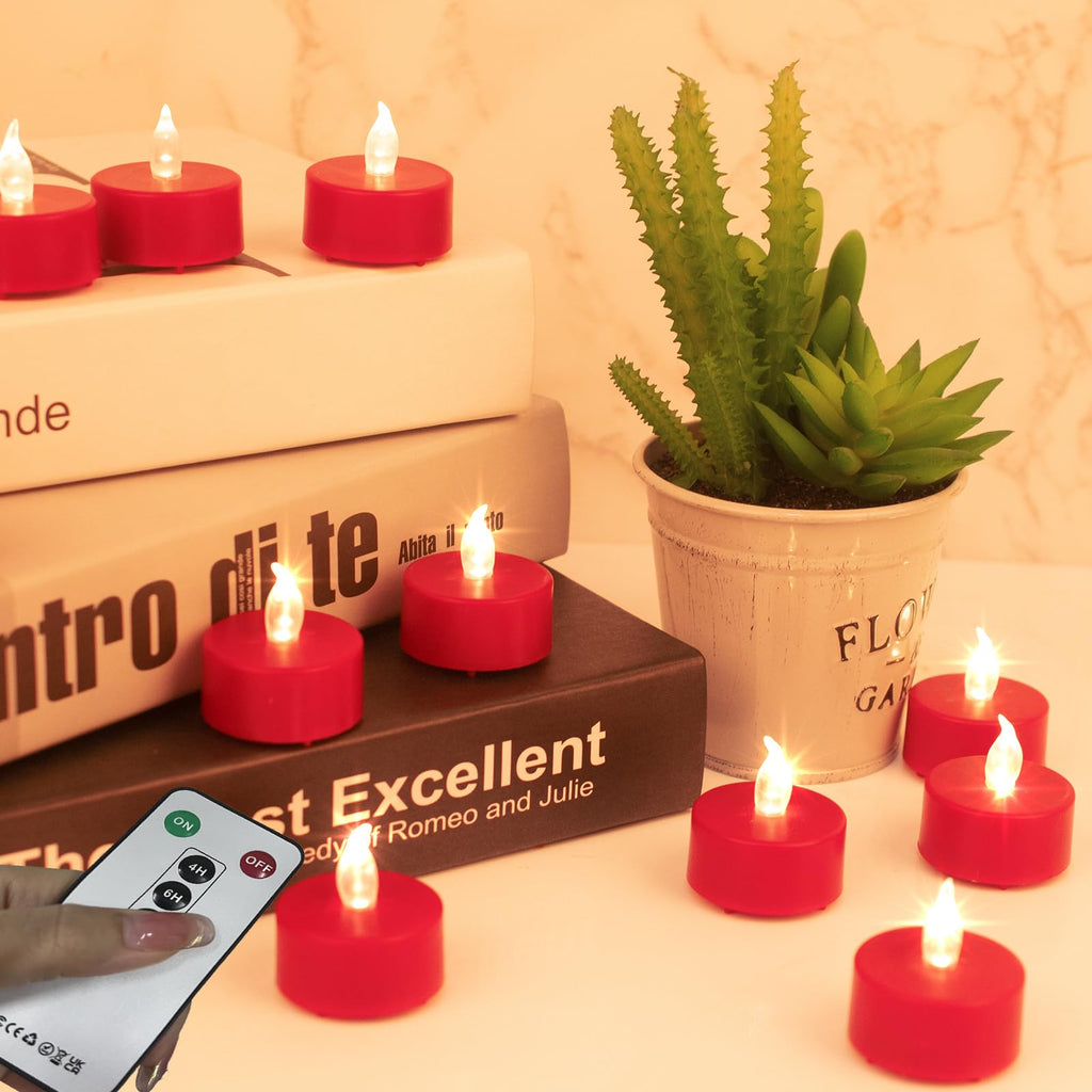Battery Operated LED Tea Lights Flameless Flickering Candles 12PACK